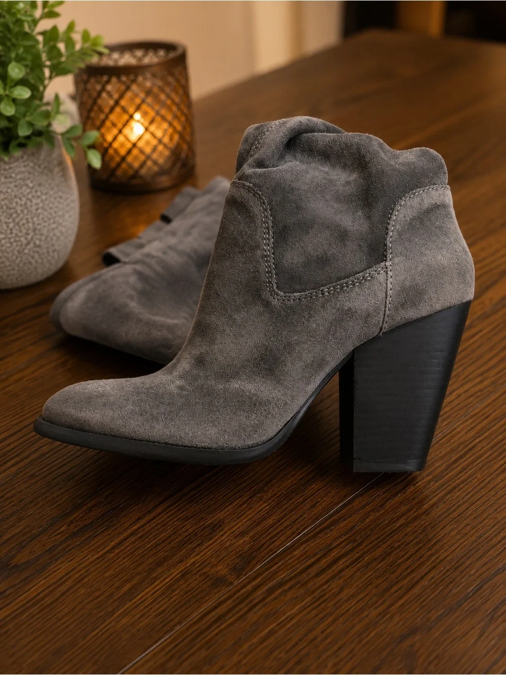 Vince Camuto Braden Gray Suede Over-The-Knee Heeled Boots